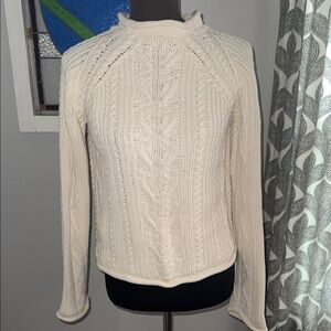 White + Warren 100% Cotton Cable Knit Crew Neck Sweater SZ Medium